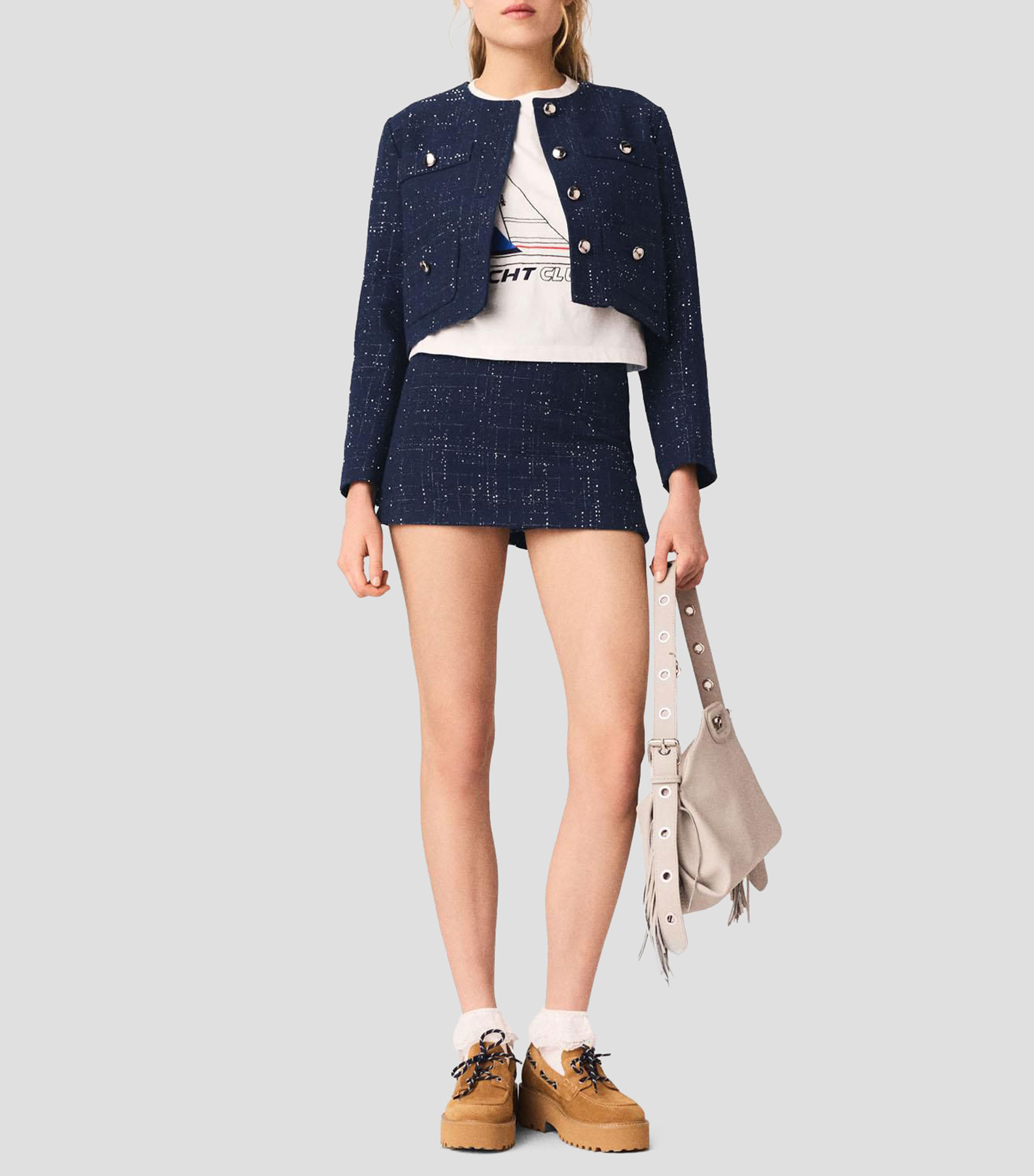 Saco con microdiseños Mujer